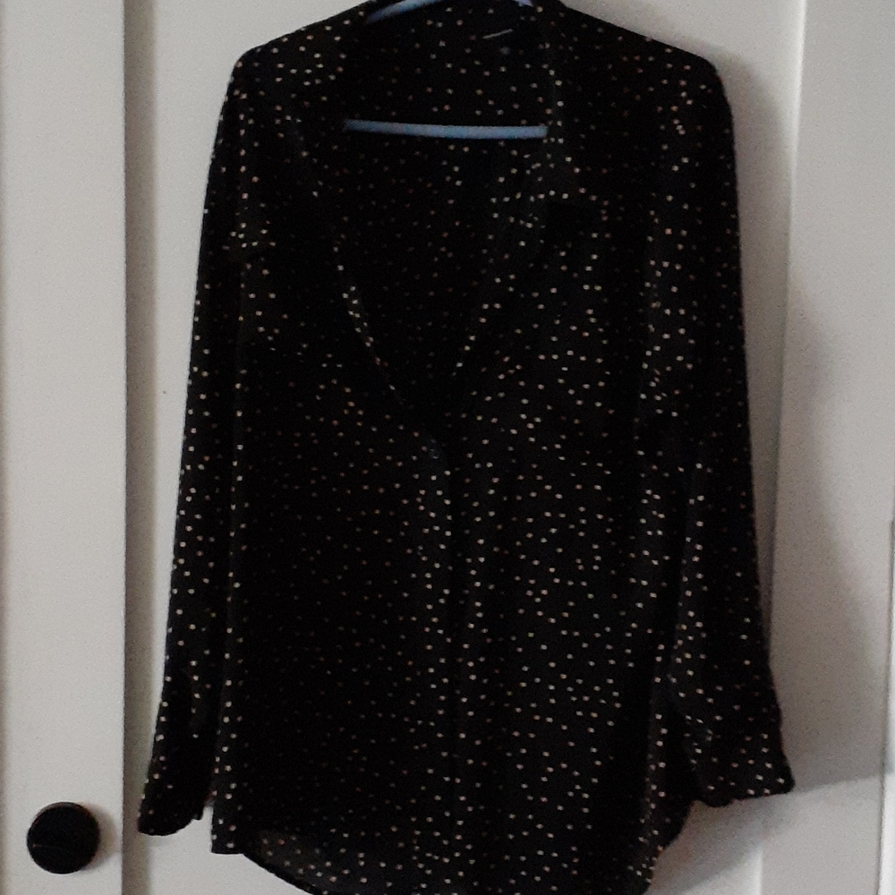 Black and tan button down top
